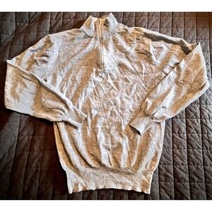 Peter Millar Collection Gray Merino Wool Quarter Zip Sweater MEORS03 Small